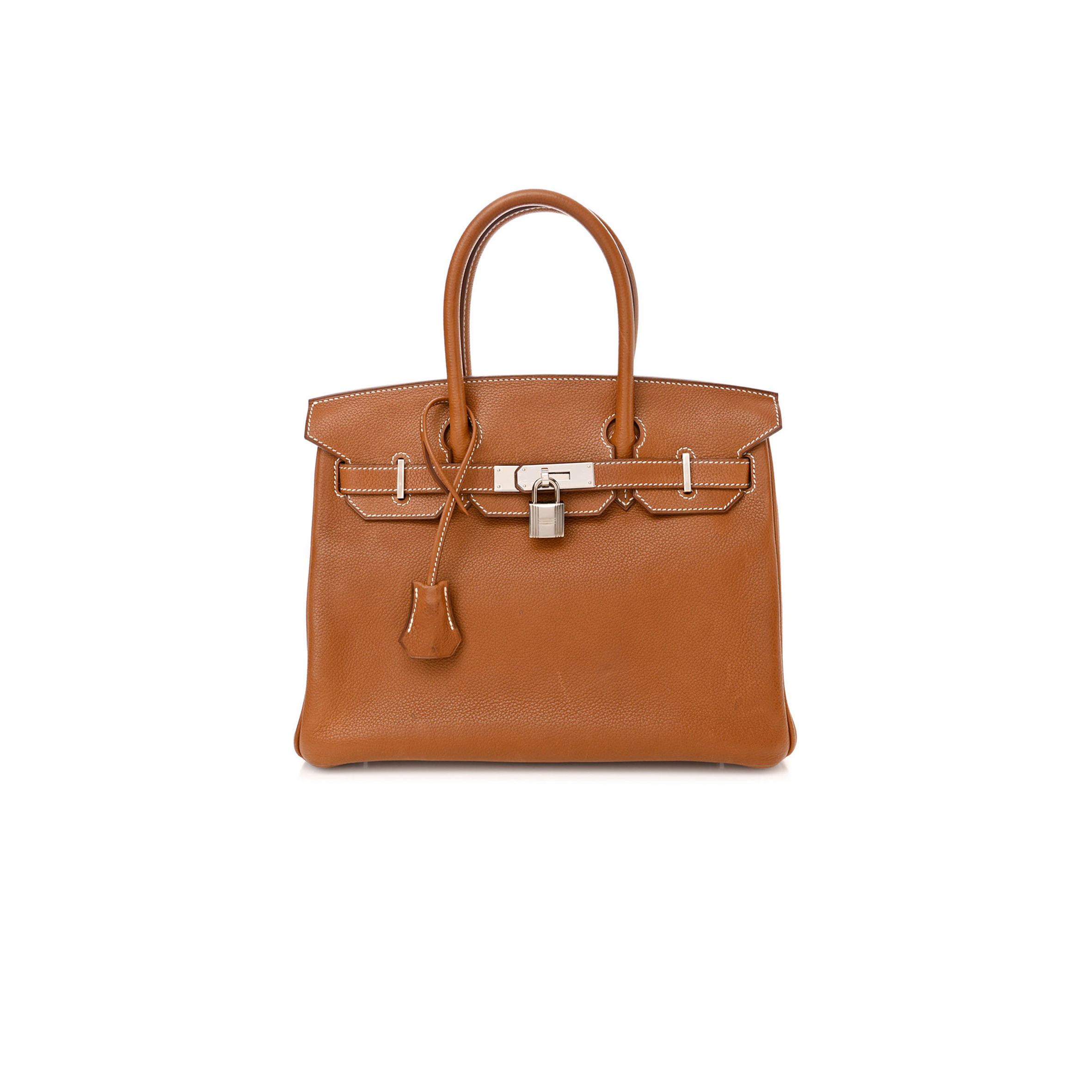 HERMÈS BIRKIN 25 SWIFT LEATHER GOLD BROWN SILVER BUCKLE BAG H049362CK16 (25*20*13cm)